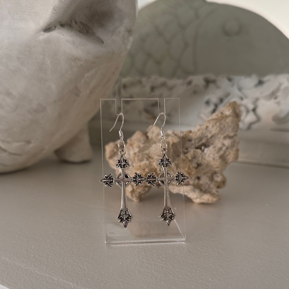Silver Cross Earrings